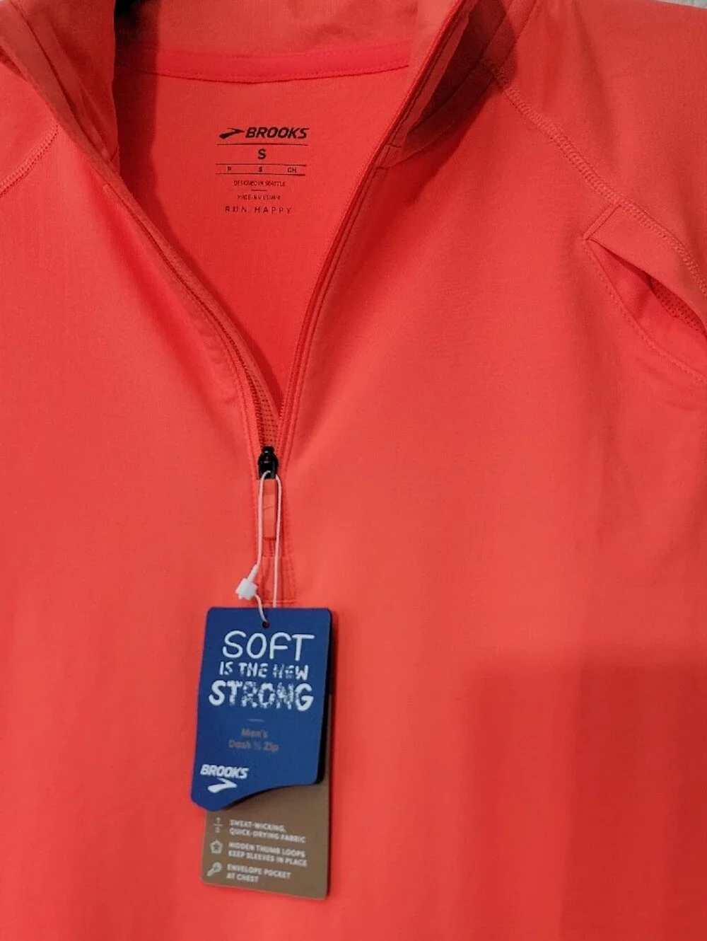 Brooks Coral Long-Sleeve Half-Zip Swim Rash Guard